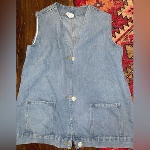 Denim Sleeveless Vest with Pockets